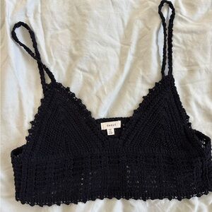 Crochet Triangle Black Crop Top Size S/M